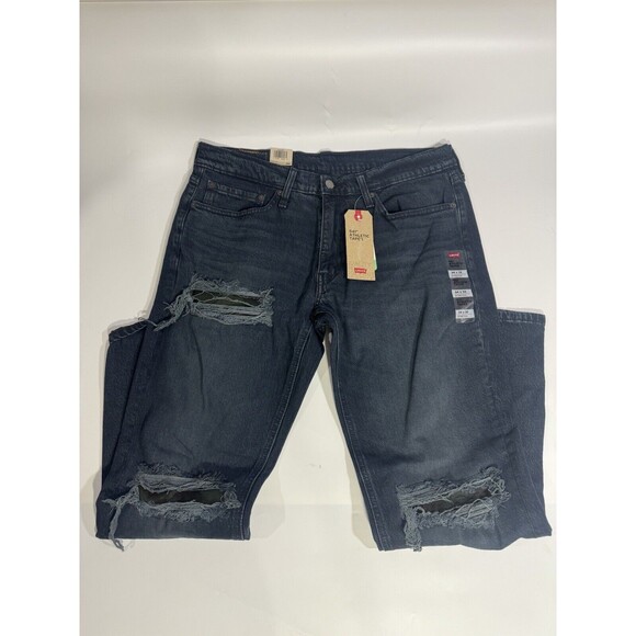 LEVI'S 541 ATHLETIC TAPER DESTRUCTION STRETCH BLUE DENIM MENS SIZE 34X32 NWT